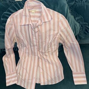 Banana Republic Striped Multi-Color Pink Button Down Collar Shirt Size Small S.